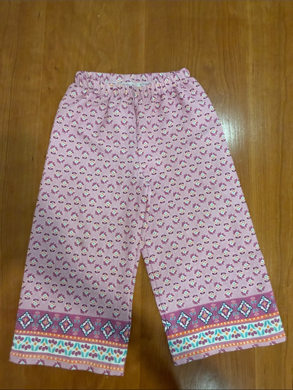 Mayoral Pink Printed Girls' Bottoms with Patterned Hem